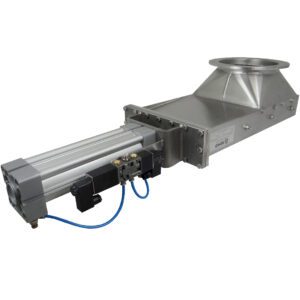 Pneumatically operated stainless steel knife gate valve