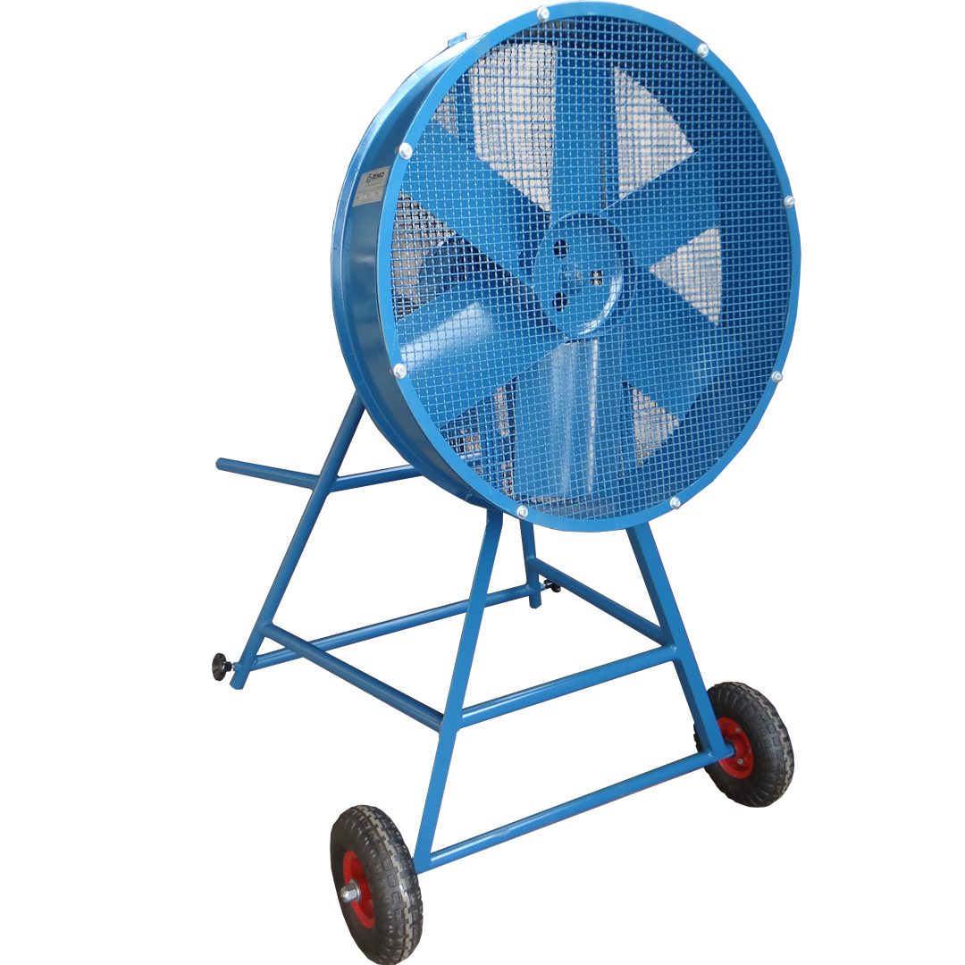 Side photo of fan with cart